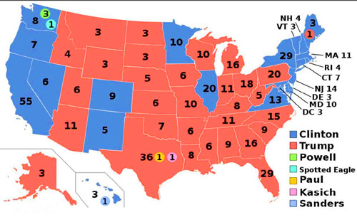 美国选举中的红州和蓝州是什么意思